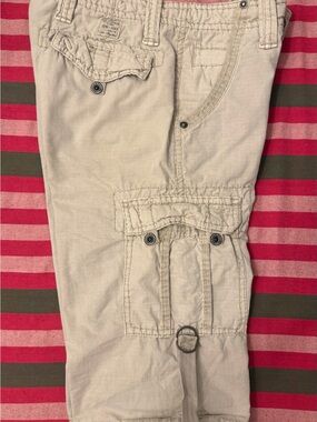 Guess Men's Light Beige Cargo Pants with Utility Pockets